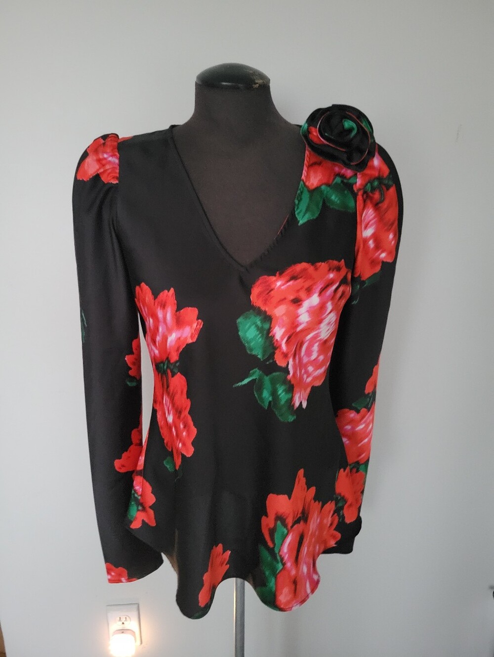 Maison d'Amélie Rose Print Blouse Size M